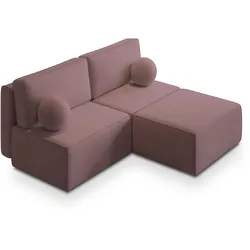 ECKSOFA VARNA P Lila Kordstoff mit Schlaffunktion