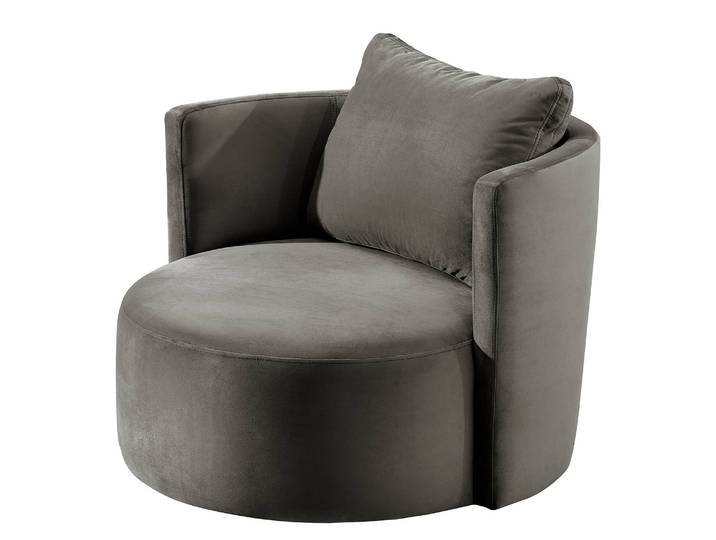Fauteuil XXL Timboan Gris/Anthracite Velours Blonda 95 x 77 x 95cm