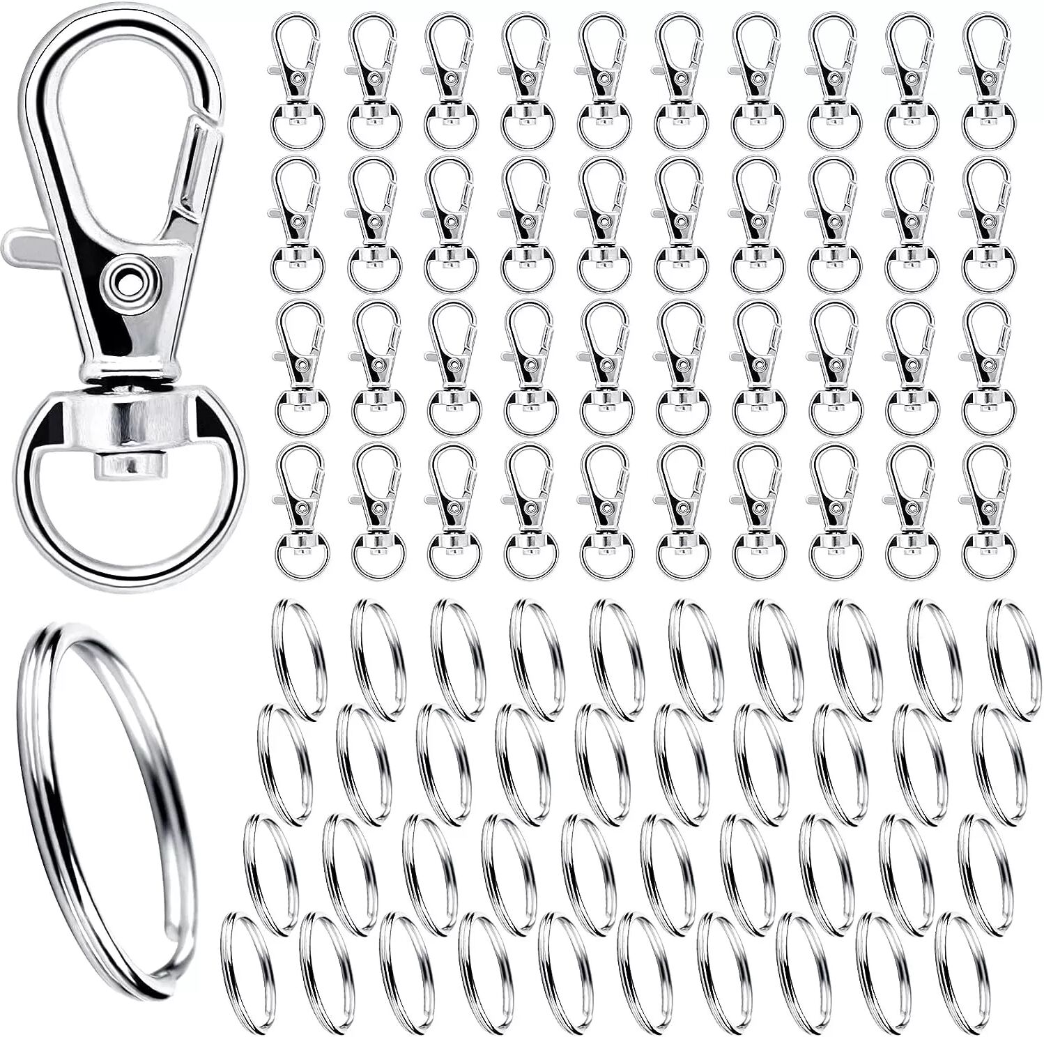 INF 40er-Pack Schlüsselringe mit Karabiner