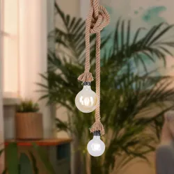 Retro Decken Hänge Lampe Tau Seil Wohn Ess Zimmer Beleuchtung Pendel Leuchte