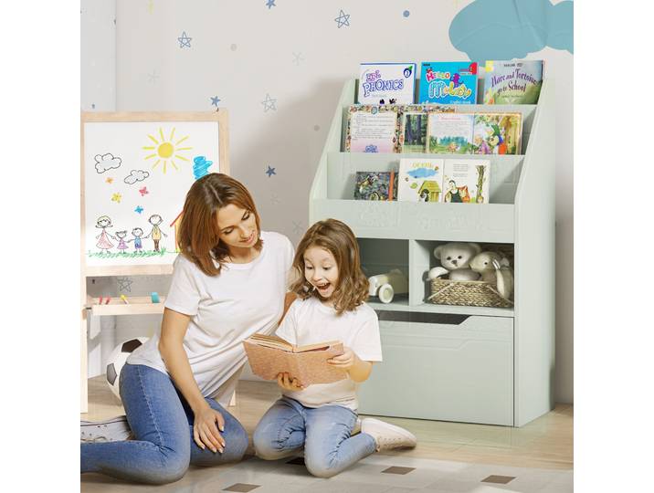 HOMCOM Étagère Enfant avec Tiroir Vert 60x30x90 cm
