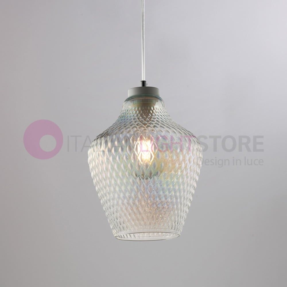 Zarah Lampadario A Sospensione Design Moderno Vetro Trasparente