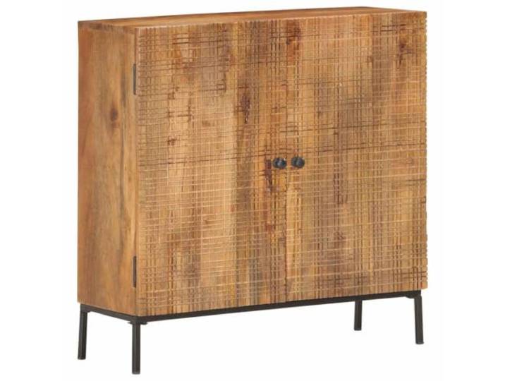 Kaorsrow Sideboard Massivholz Mango Anrichte 75x30x75 cm Rustikaler Beistellschrank aus Holz und Stahl für Wohnzimmer und Schlafzimmer mit 2 Türen und Schnitzerei.