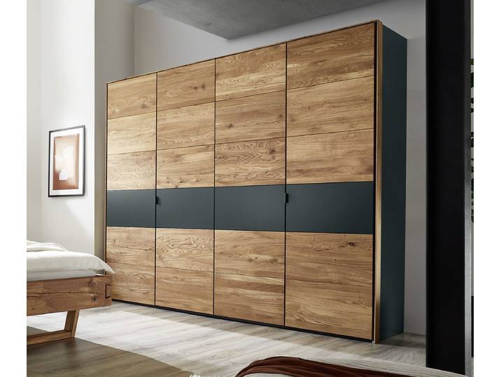 Kleiderschrank 4-trg. 245cm 'Salerno' Wildeiche & MDF anthrazit