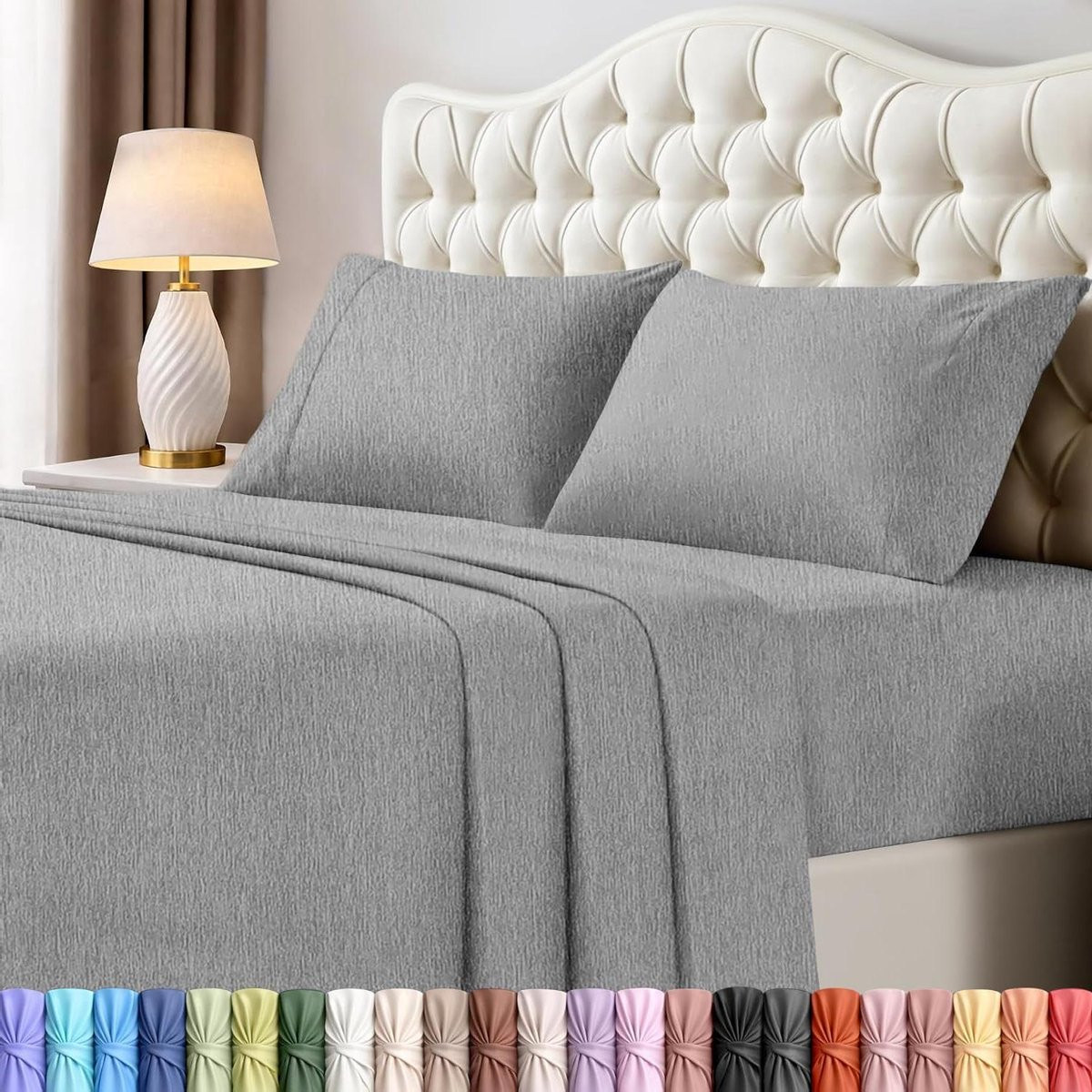 Luxe Queensize Beddengoedset van Geborsteld Microvezel - Grijs