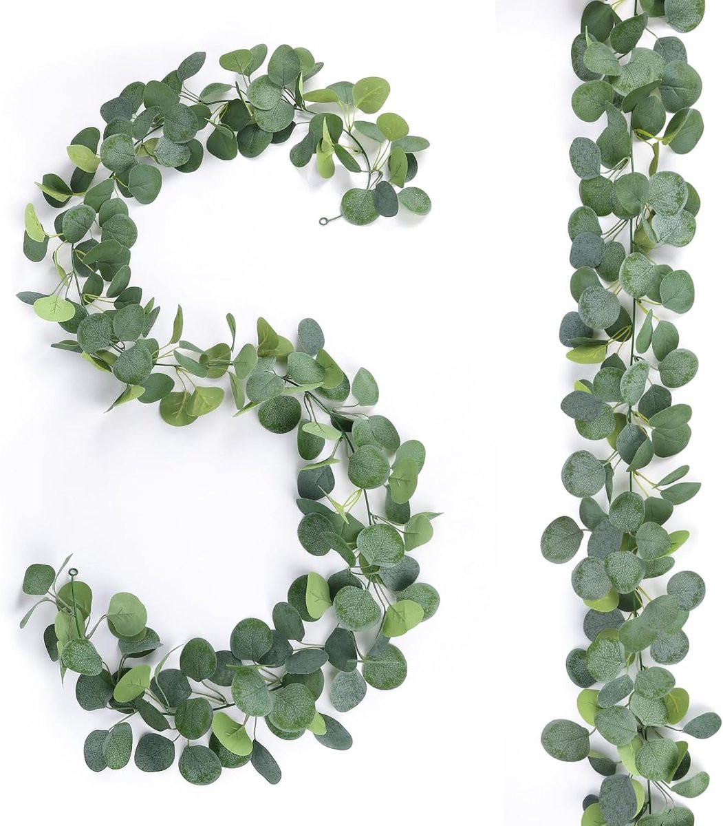 N&T NIETING Kunstslinger Eucalyptus 1,8 m - Kunstplant met bladeren voor decoratie
