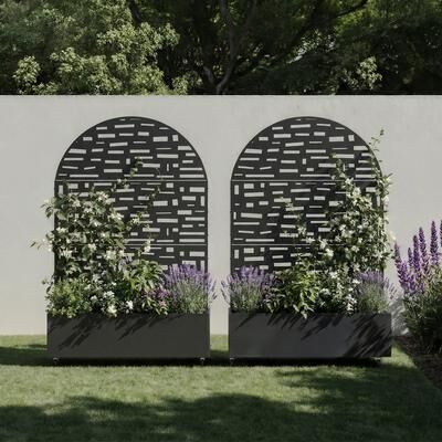 Lumibee 2-Piece Outdoor Patio Arch Privacy Fence Screen Planter Box with Trelli
