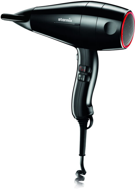 Starmix Sèche-cheveux manuel avec support mural séparé en plastique noir (020501)