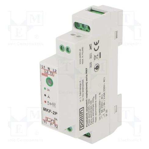 Pollin Electronic Phasenausfall- und Unsymmetriesensor mit Schützkontaktsteuerung 1P 8A 250V TH35 (MKF-2P) (MKF-2P)