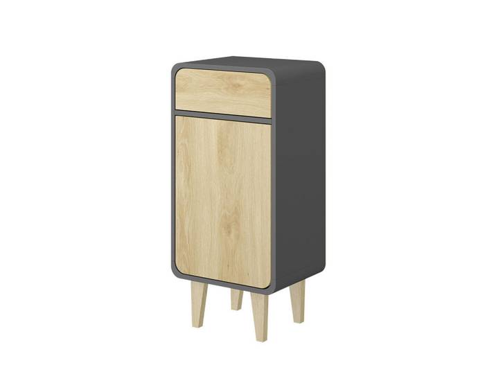 Vicco Midischrank Arla Anthrazit/Eiche 40 x 81 cm, Anthrazit, Eichefarben, Rechteckig, 40x81x30 cm, Badezimmer, Badmöbel, Midischränke