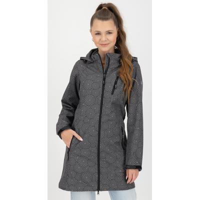Softshelljacke DEPROC ACTIVE "SHELBY LONG", Damen, Gr. 44L, schwarz, Softshell, 100% Polyester, gemustert, tailliert ca. Mitte Oberschenkel, hoch geschlossener Ausschnitt, eingesetzt gerader Abschluss mit Klettverschlüssen, Jacken Softshelljacke,...