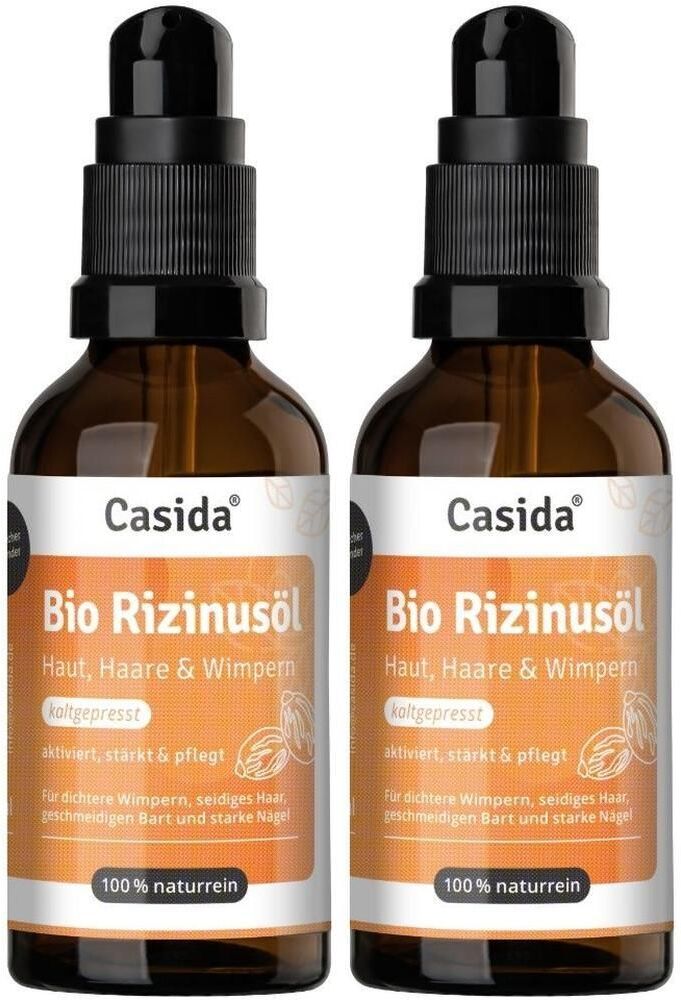 Casida Rizinusöl kaltgepresst Bio Haut Haare Wimpern 2x 2x50 ml Öl