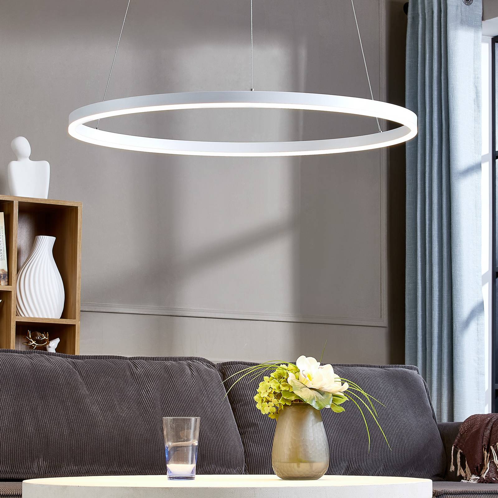 Pendant Light Albiona Arcchio, dimmable, White / opal, Kitchen, metal, Modern, Ceiling Light