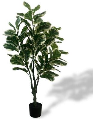XBrand 47.2-Inch Artificial Ficus Tree - Realistic Indoor Faux Plant with Bendable Branches and Pre-Potted Design