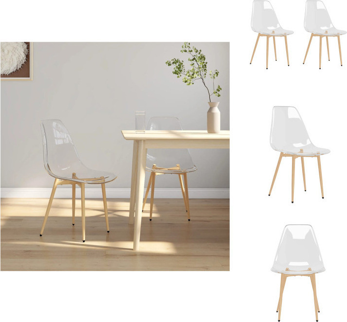 vidaXL Eetkamerstoelen, 2 stuks, Transparant PET