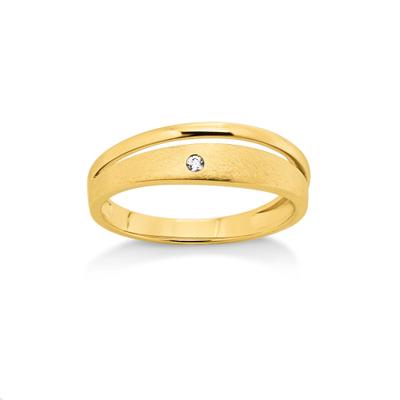 Fingerring OROLINO "Gold 585 glanz/matt mit Brillant 0,02ct." Gr. 54, gelb, Fingerringe, Damen, 054 (17,2), 0,02 SI = kleine Einschlüsse, Gold, Fingerring