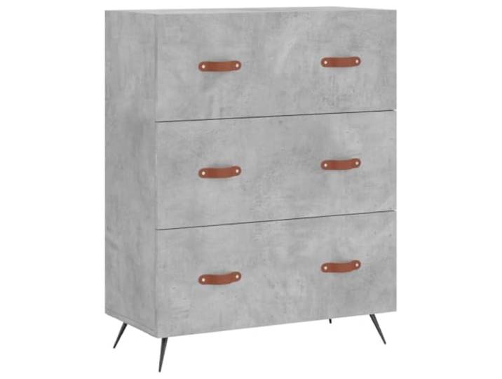 Kommode mit 3 Schubkästen, Beton grau, 69,5x34x90cm, Holzwerkstoff Metallbeine, feuchtigkeitsabweisend, Aufstellfläche, leichte Reinigung, stabile Konstruktion