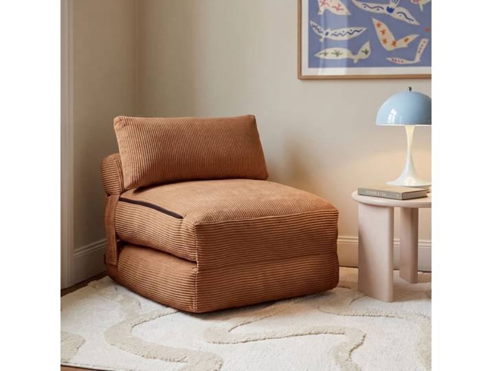 Fauteuil convertible compressé en mousse 1 place velours côtelé