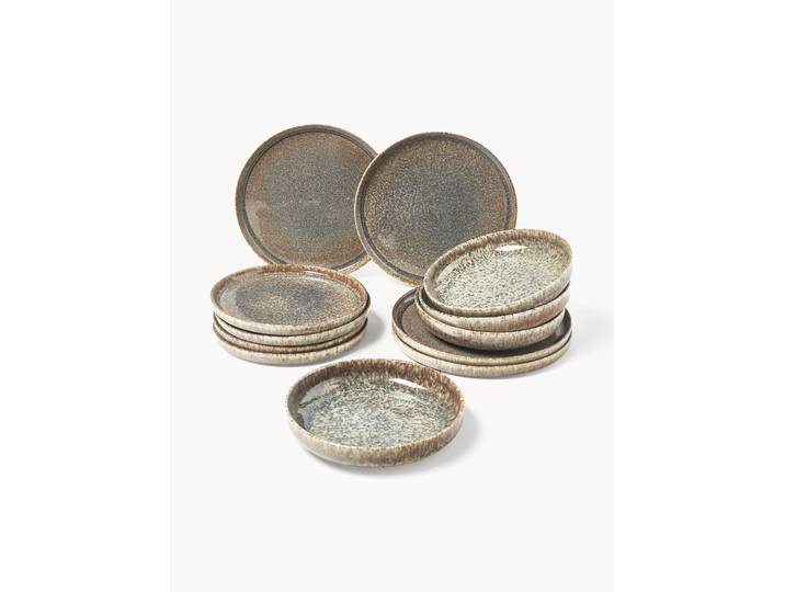 Service de table artisanal émaillé Danza, 4 personnes (12 pièces)