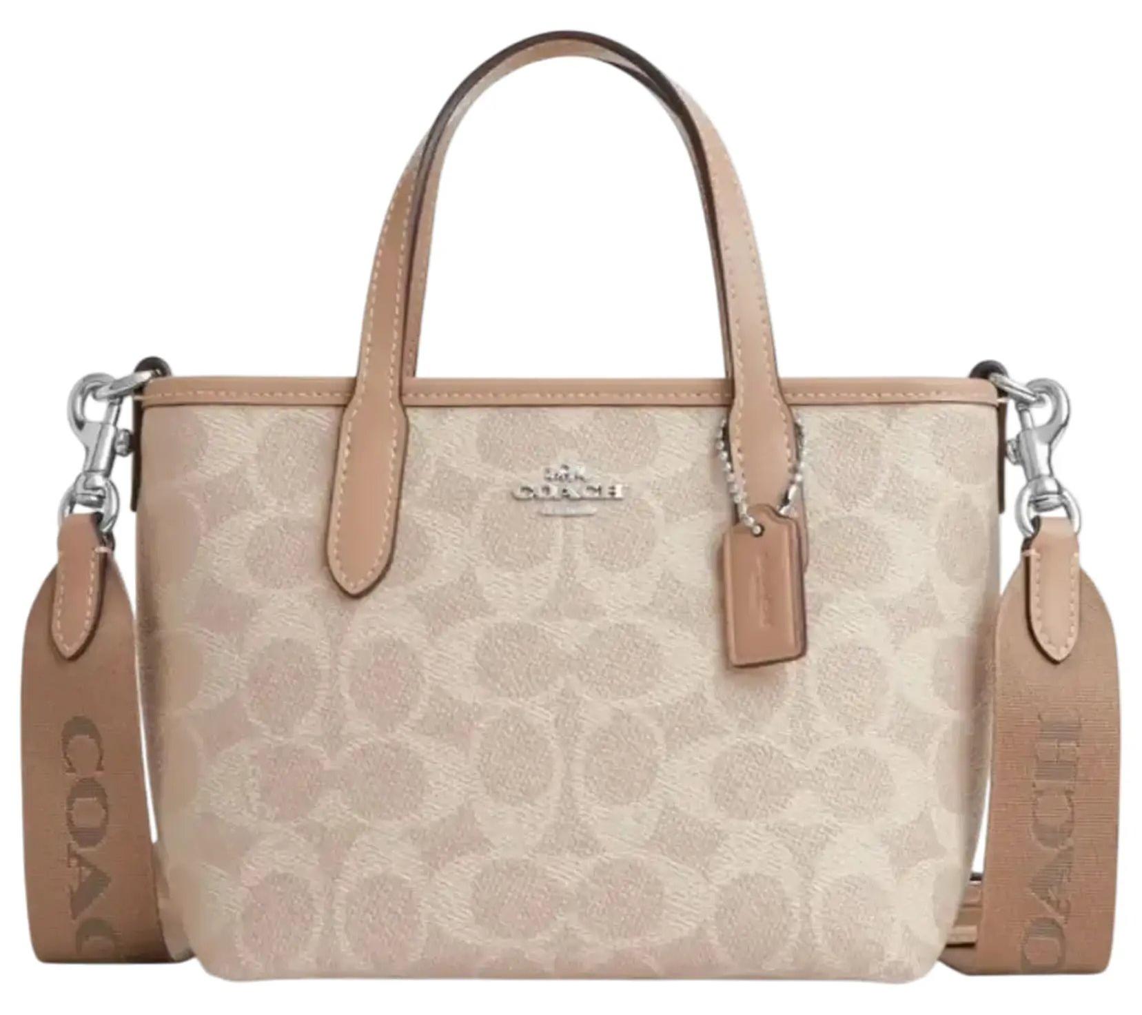 Damenhandtasche Coach City Mini Tote, Signature Canvas, Sandbeige