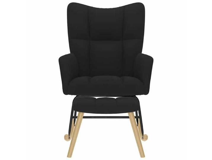 Bestseller Fauteuil/Chaise à bascule - BURKE - design chic et élégant - avec repose-pied Noir Tissu FF263