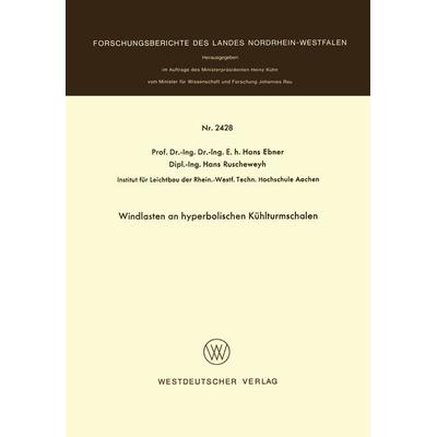 Windlasten an hyperbolischen Kühlturmschalen, Taschenbuch von Hans Ebner, VS Verlag für Sozialwissenschaften, 978-3-531-02428-8