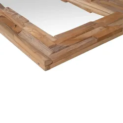 vidaXL Dekorativer Spiegel Teak : Farbe - Rechteckig, Größe - 90 x 60 cm
