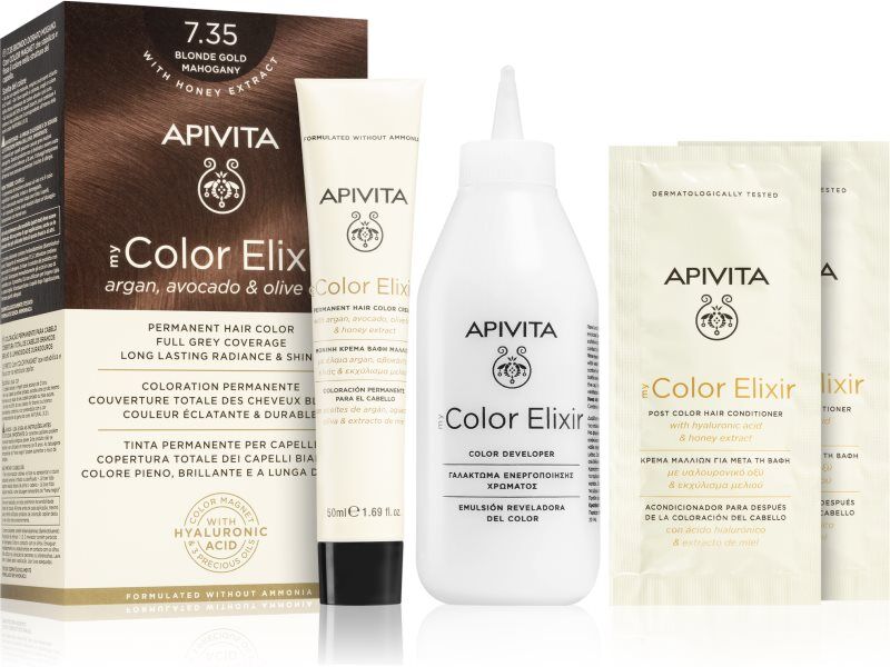 Apivita My Color Elixir coloration cheveux sans ammoniaque teinte 7.35 Blonde Gold Mahogany 1 pcs