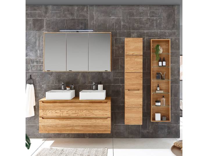 Armoire de toilette éclairée 120cm Marron
