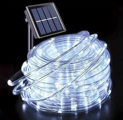 Inspired Finds Outdoor Solar Tube Rope LED String Lights For Garden Christmas And Party Decor white Light 39.37ft 100leds