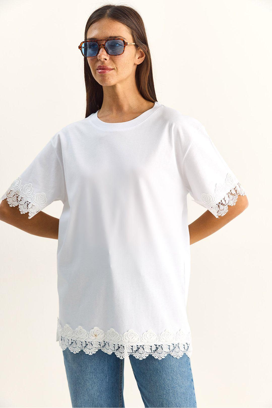 Übergroßes Rundhals-Cotton-T-Shirt
