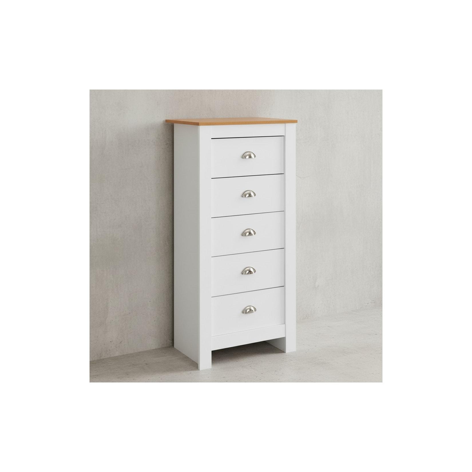 KADIMA DESIGN Eiche-Weißes Sideboard, 5 Schubladen, Platzsparender Stauraum, Melaminharzbeschichtung