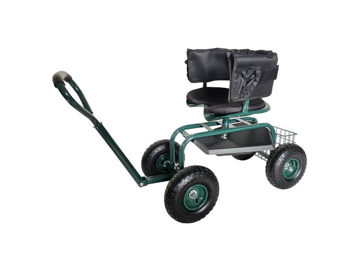 Fahrbarer Gartensitz mit Stauraum Dunkelgrün-Schwarz