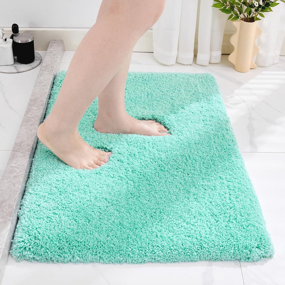 Luxe antislip badmat van pluche voor de badkamer, breedte: 17 cm, lengte: 24 cm