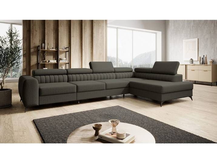 Muffo Ecksofa Piero maxi, mit Schlaffunktion und Bettkasten, Verstellbare Kopfstützen