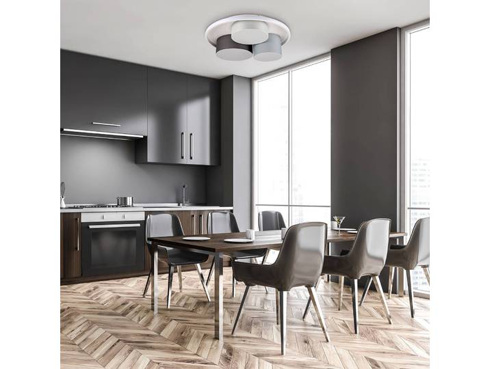 Näve LED Deckenlampe Eppan, dimmbar, alu / grau / zink, für Wohn- / Esszimmer, Metall, LED Deckenleuchte