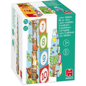 Goula Motorikspielzeug 55219, Stapelturm Wald, Stapelspiel aus Karton, ab 1 Jahr