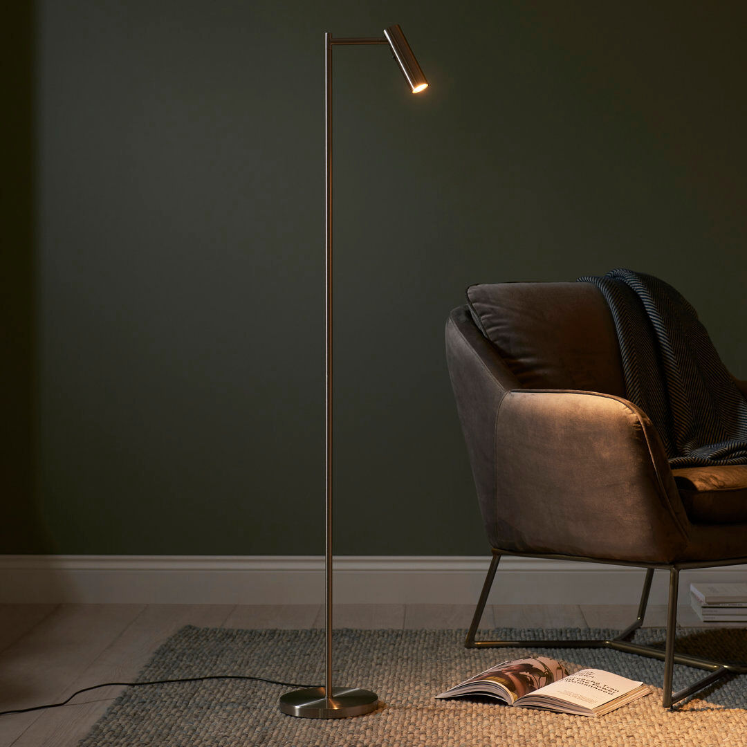 Latitude Run Rossleigh 125 H cm Task Floor Lamp Satin Nickel 125cm H X 29cm D