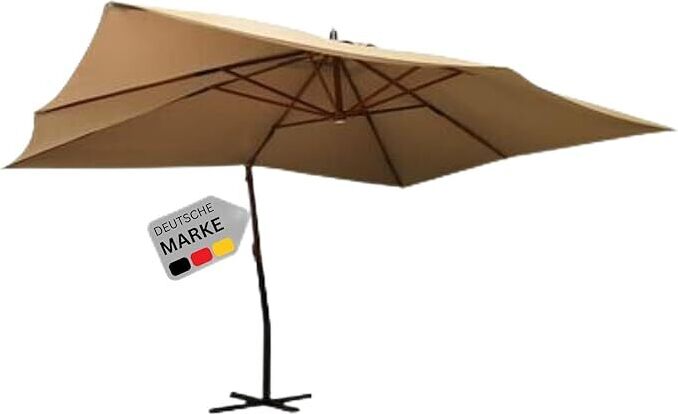 DELUKE Ampelschirm rechteckig ROOT 400x300cm Taupe | UV-Schutz, Kippbar, 360 Grad drehbar | Sonnenschirm rechteckig Kurbelschirm Standschirm Sonnenschutz