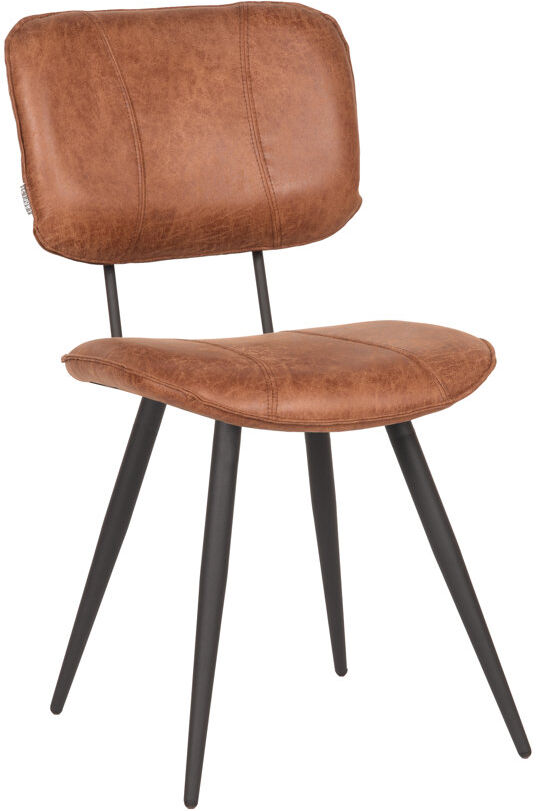 Rio Kaibito 49cm H Genuine Leather Upholstered Metal Side Chair Cognac 87cm H X 49cm W X 60cm D