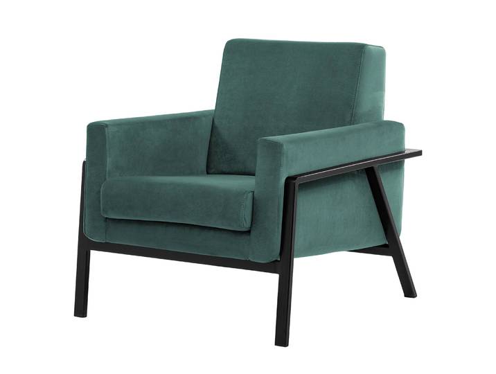 Fauteuil Hanko I Bleu/Bleu pétrole Velours Ravi 80 x 86 x 85cm