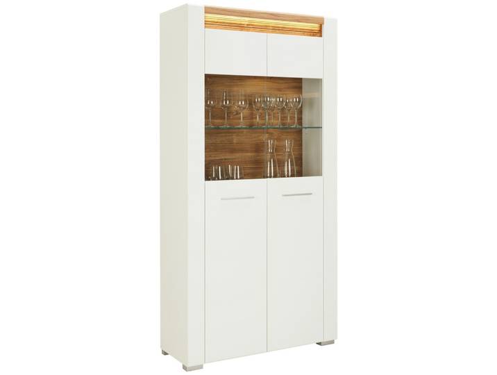 Vitrine 100/201/40 cm Weiss, Eichefarben