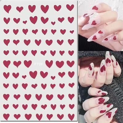 Uplift Picks 3D Nail Art Stickers Love Heart Star Cloud French Tip Nail Decals 04