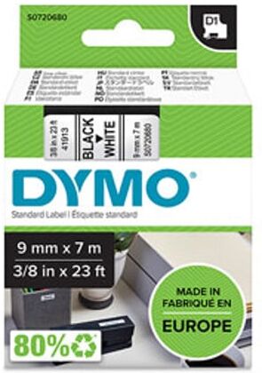 Dymo 40913  D1 fita de 9 mm x 7 m preto branco 40913