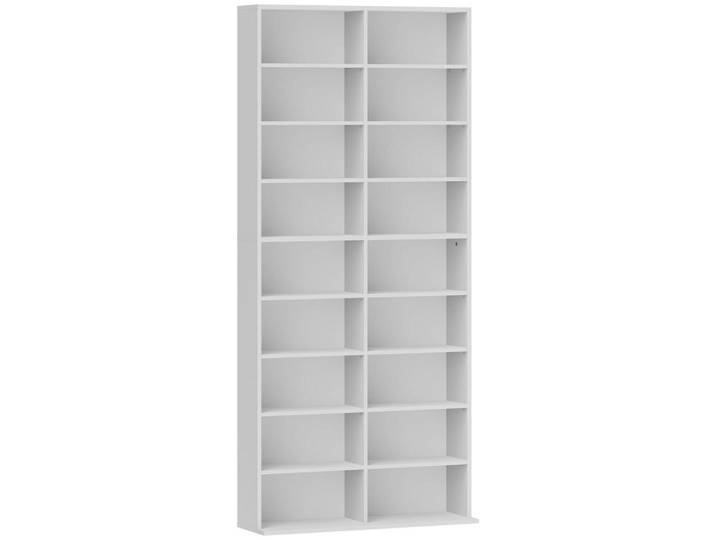 Homcom CD DVD Blueray Regal CD-Ständer mit 18 Fächern fürs Wohnzimmer Weiß, Karton, 24x175x78.5 cm, Wohnzimmer, Regal