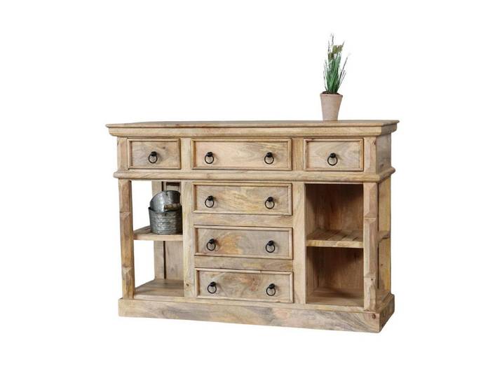 baario Kommode Kommode PAZIN rustikal 120cm, massiv Mangoholz Vintage Anrichte Landhaus