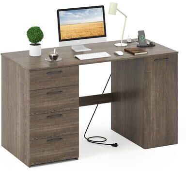 "53"" Computer Desk Home Office Writing Study Desk w/ Charging Station"