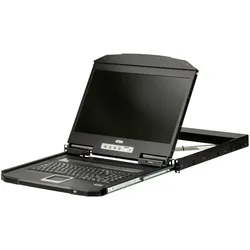 Aten CL3700NW IT Kurze Tiefe Single Rail 18,5"-LCD Konsole (USB HDMI), IT-Layout, KVM Switch, Schwarz