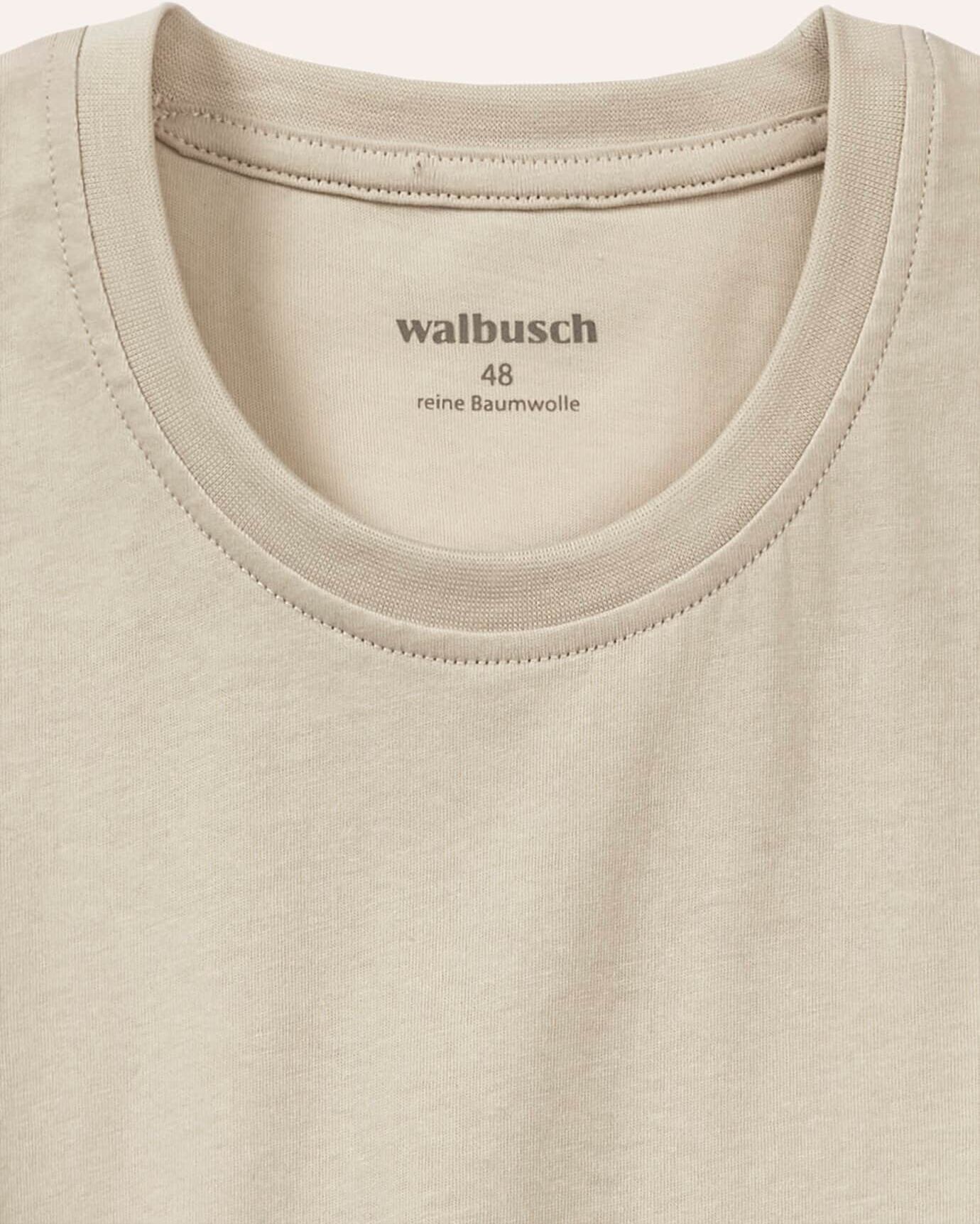 Walbusch T-Shirt Rundhalsausschnitt, , Farbe Beige, 48, reine Baumwolle atmungsaktiv Herren