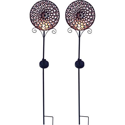 Gartenleuchte LUXFORM "Solar-Erdspieß-Gartenlampe - Mandala - 2 Stück", braun (bronze), 2 Stk., Leuchten, Gartenleuchte, Dekoratives Gartenornament